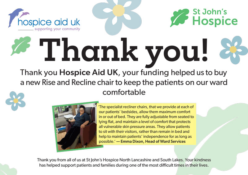 st johns hospice uk thank you card