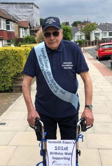 kenneth essex 101st birthday fundraising walk for hospice aid uk