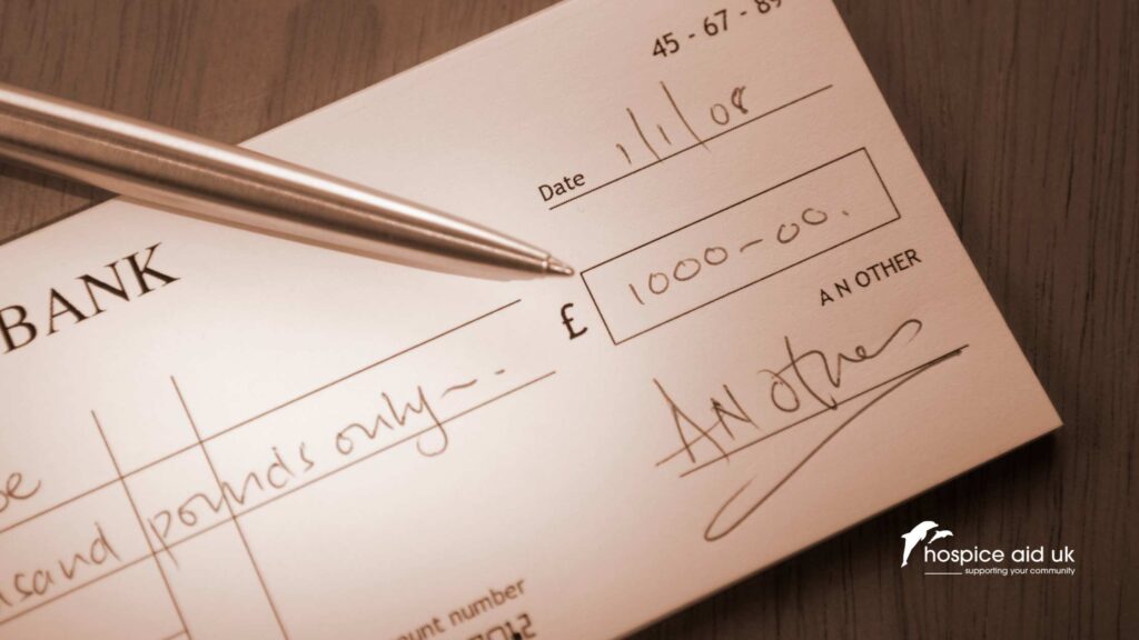 Charity Cheque for hospice fundraising