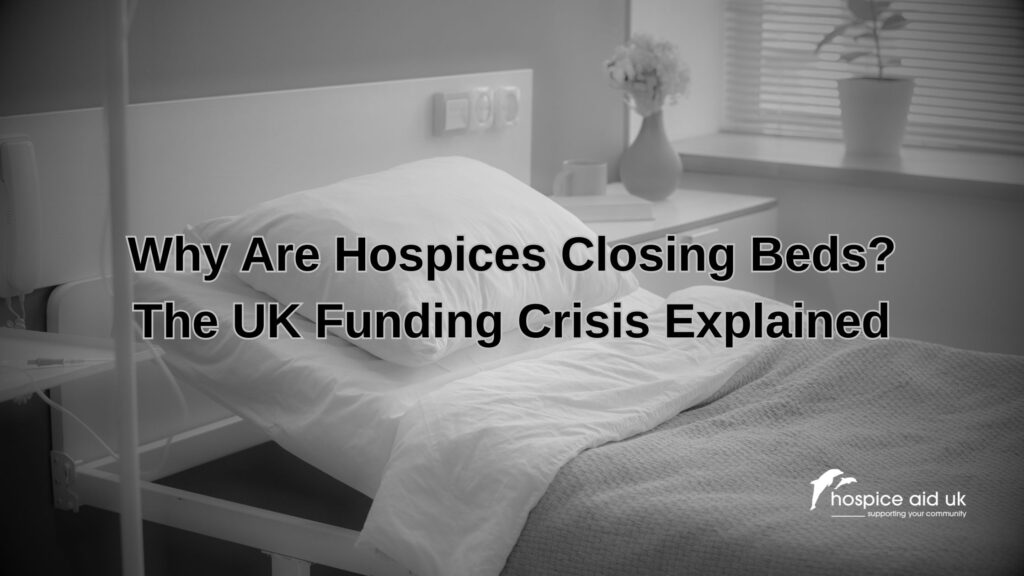 black and white photograph of an empty hospice bed due to the hospice funding crisis UK