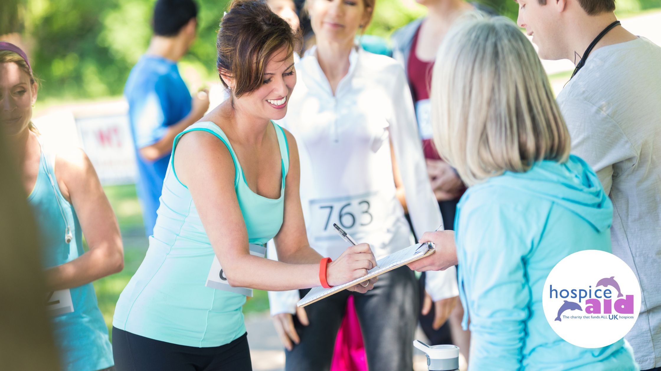 office fun run participants signing up to fundraise for charity