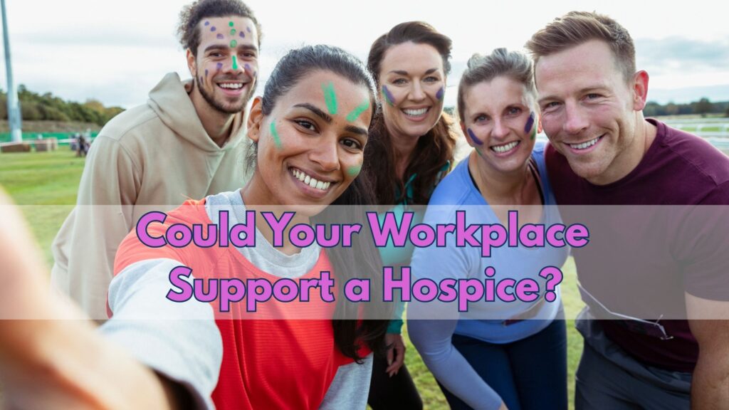 group of office colleagues fundraising outdoors